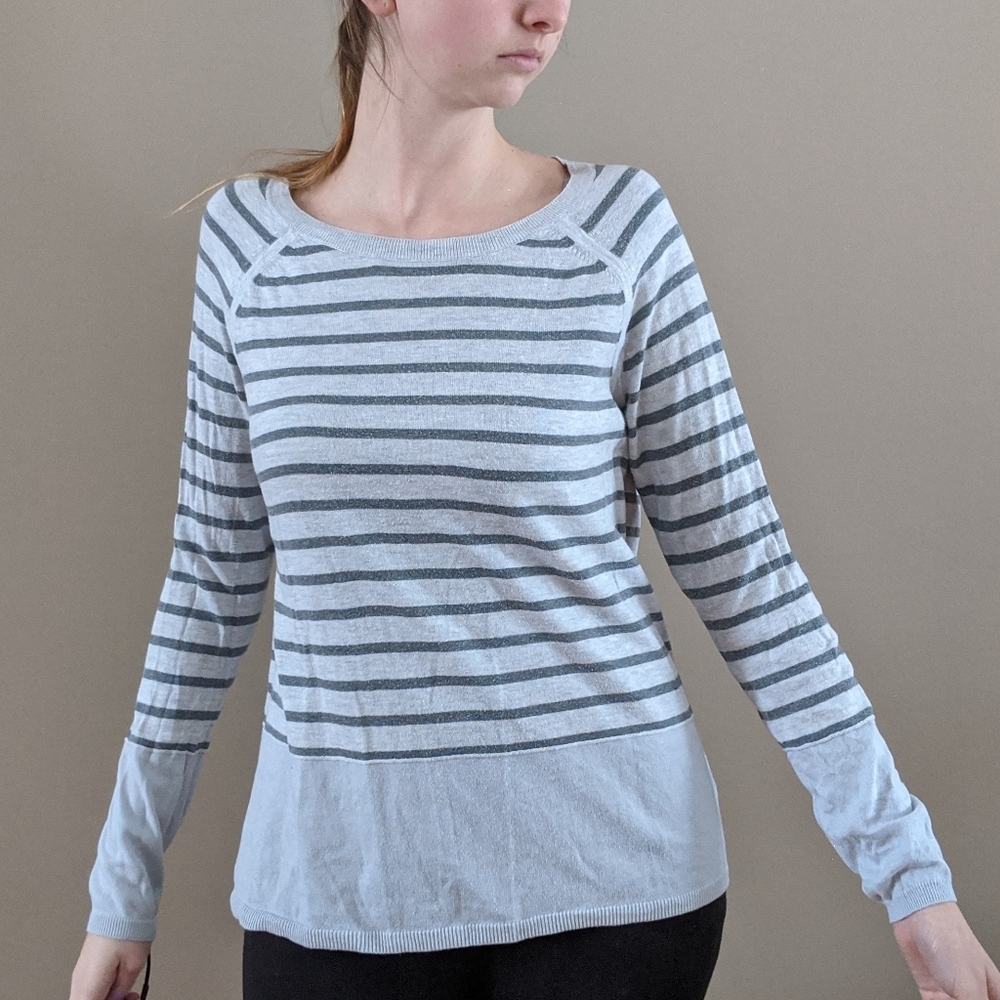 Sonoma Gray Striped Sweater- $5 w/any bundle!